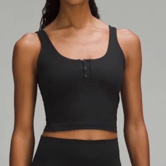 Lululemon Align Ribbed Henley Tank Top Black Ribbed size 8 NWT - Picture 2 of 7